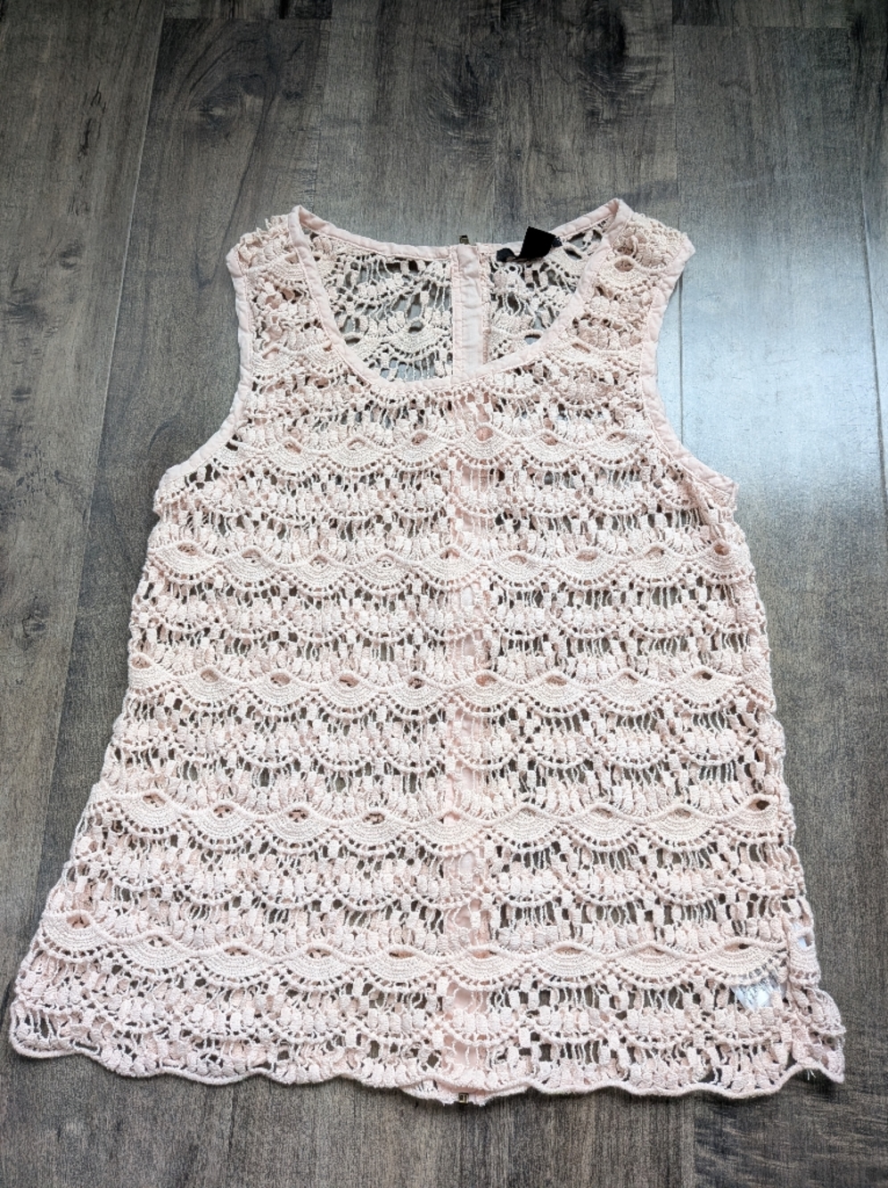 Forever 21 Blush Pink Crochet Lace Tank Top Festival Cottagecore